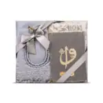 Yasin + Seccade + Tesbih + Şal Hediye Seti (Çanta Boy, Elif Vav, Gri)