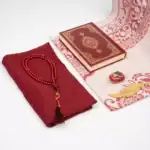 Kuran + Seccade + Eşarp + Tesbih + Zikirmatik + Ayraç Hediye Seti (Çanta Boy, Bordo) - Görsel 2