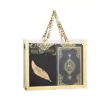 Kuran + Seccade + Eşarp + Tesbih + Zikirmatik + Ayraç Hediye Seti (Çanta Boy, Siyah)