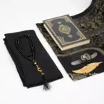 Kuran + Seccade + Eşarp + Tesbih + Zikirmatik + Ayraç Hediye Seti (Çanta Boy, Siyah) - Görsel 2