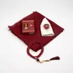 Eşarp + Takke + Esans + Tesbih + Zikirmatik Hediye Seti (Asetat Kutulu, Bordo) - Görsel 2