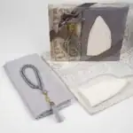 Seccade + Eşarp + Takke + Tesbih Hediye Seti (Asetat Kutulu, Gri) - Görsel 2