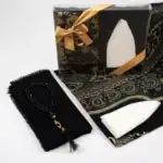 Seccade + Eşarp + Takke + Tesbih Hediye Seti (Asetat Kutulu, Siyah) - Görsel 2