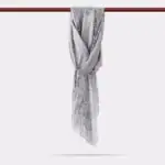 Dantelli Püsküllü Şal (Mevlid Örtüsü, 166x61 cm. Gri) - Görsel 2