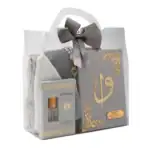 6’lı Yasinli Hediyelik Set (Eşarp + Takke + Seccade + Tesbih + Esans + Raşel Yasin) – Çanta Boy Gri