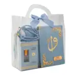 6’lı Yasinli Hediyelik Set (Eşarp + Takke + Seccade + Tesbih + Esans + Raşel Yasin) – Çanta Boy Mavi