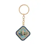 Anahtarlık – Kabe & Medine Motif Dörtgen Model (Lacivert)