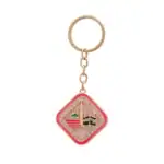 Anahtarlık – Kabe & Medine Motif Dörtgen Model (Pembe)