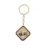 Anahtarlık – Kabe & Medine Motif Dörtgen Model (Siyah)