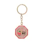 Anahtarlık – Kabe & Medine Motif Sekizgen Model (Pembe)