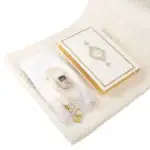 Hediyelik Çeyizlik Set - Şonil Seccade + Tesbih + Zirkirmatik + İğne Oyalı Şal + Termo Kuran (Hafız Boy, Beyaz) - Görsel 2