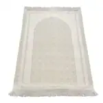 Hediyelik Çeyizlik Set - Şonil Seccade + Tesbih + Zirkirmatik + İğne Oyalı Şal + Termo Kuran (Hafız Boy, Beyaz) - Görsel 4