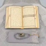 Hediyelik Çeyizlik Set - Şonil Seccade + Tesbih + Zirkirmatik + İğne Oyalı Şal + Termo Kuran (Hafız Boy, Gri) - Görsel 3