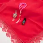 4’lü İğne Oyalı Şal Hediyelik Set (Tesbih + Zikirmatik + Esans) – F. Pembe - Görsel 2