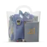 Kadife Kur'an Hediye Seti 6'lı - Eşarp, Tesbih, Esans, Zikirmatik (Nakışlı - Mavi)