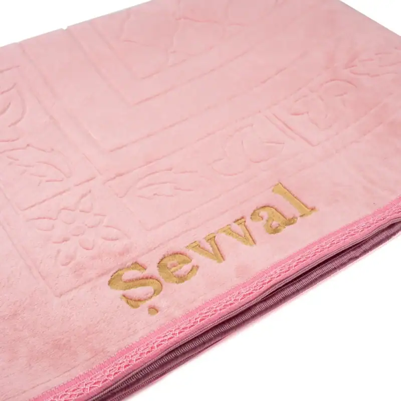 kadinlara ozel isimli pelus seccade pembe 1