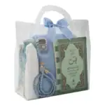 7’li Yasinli Hediyelik Set (Eşarp + Takke + Seccade + Tesbih + Zikirmatik + Esans + Yasin) – Çanta Boy Mavi