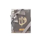 Yasinli İnci Tesbih Hediyelik Set (Çanta Boy, Elif Vav, Gri)