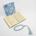 Yasinli İnci Tesbih Hediyelik Set (Çanta Boy, Elif Vav, Mavi) - Görsel 2