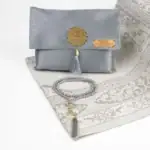 2 Parça Şantuk Keseli Seccade ve Tesbih Hediyelik Set Gri