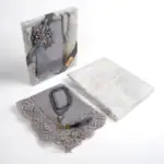 hediyelik set içeriği seccade tesbih şal gri