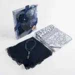 hediyelik set içeriği seccade tesbih şal lacivert