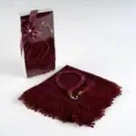 İnci Tesbihli Şal Hediyelik Set Bordo