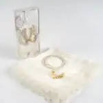 İnci Tesbihli Şal Hediyelik Set Krem