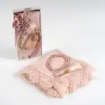İnci Tesbihli Şal Hediyelik Set Pembe