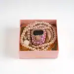 Zikirmatik ve Tesbih Hediyelik Set Zincir Taşlı Pembe