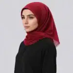 Flamlı Pamuklu Eşarp (96x96 cm Bordo) - Görsel 4